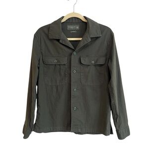 Abercrombie & Fitch Linen Blend Long Sleeve Button Down Shirt Olive Green XS
